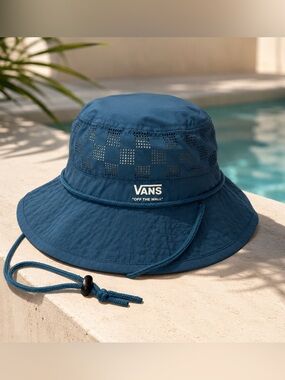 Vans Unisex Bucket Hat Blue S/M Adjustable Chin Strap Lightweight Outdoor